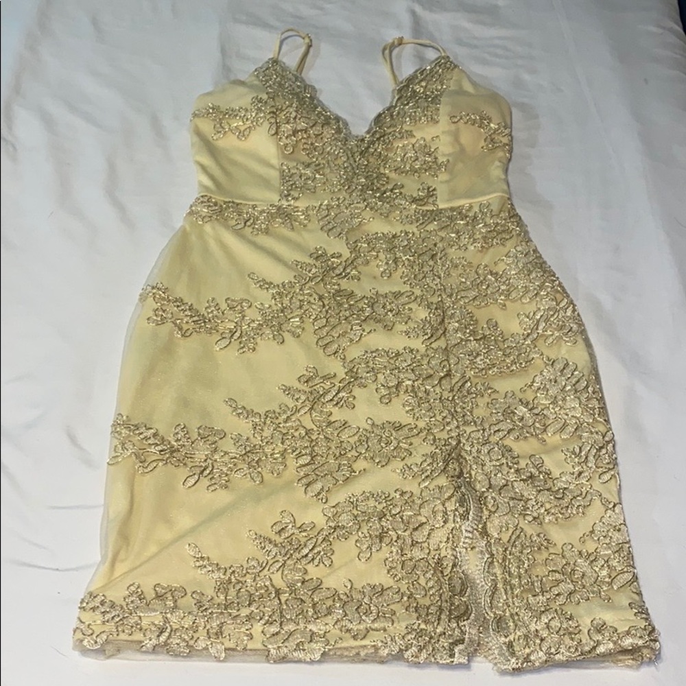 Gold cocktail dress